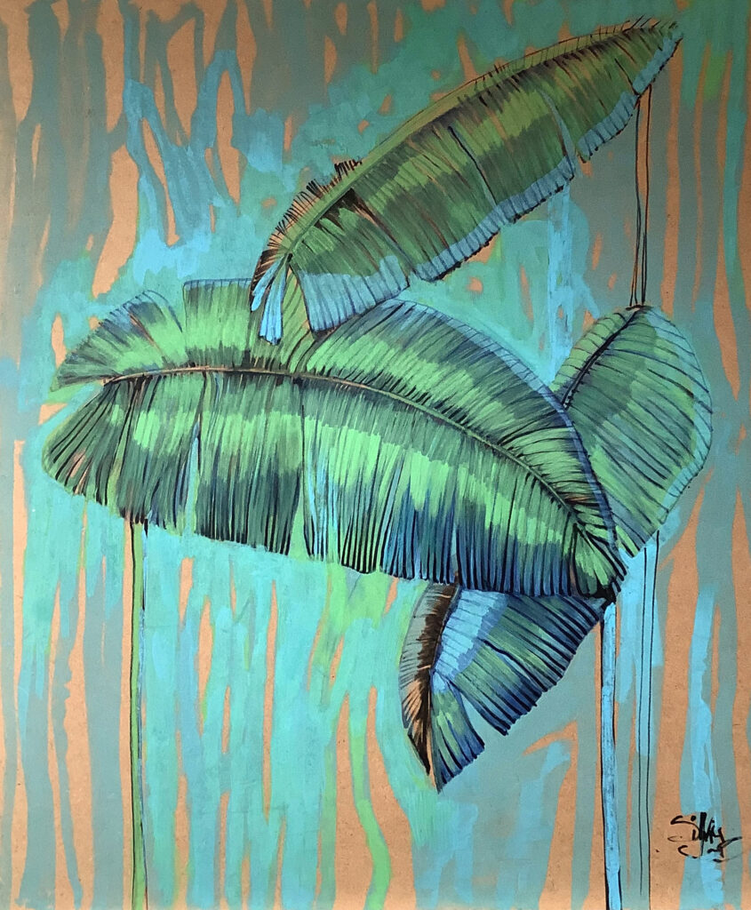 Cuadro de hojas tropicales