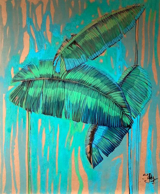 Cuadro de hojas tropicales